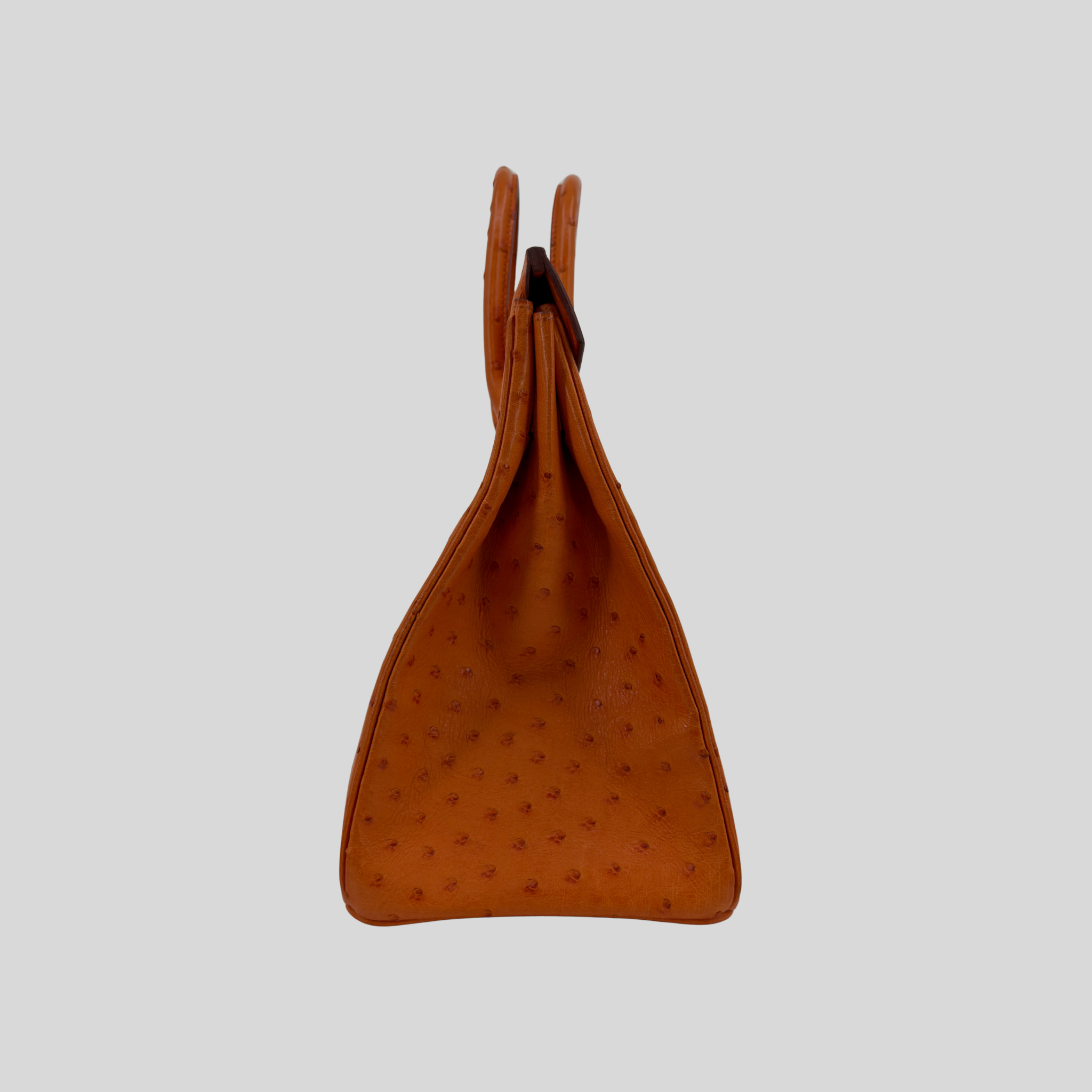 HAC 32 Orange Ostrich Leather Gold Hardware