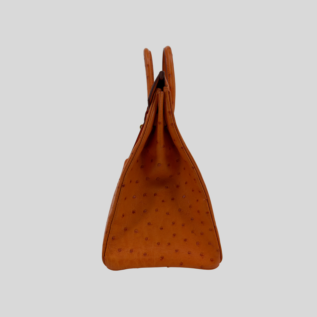 HAC 32 Orange Ostrich Leather Gold Hardware
