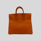 HAC 32 Orange Ostrich Leather Gold Hardware