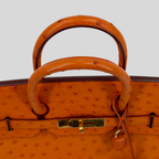 HAC 32 Orange Ostrich Leather Gold Hardware