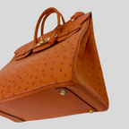 HAC 32 Orange Ostrich Leather Gold Hardware