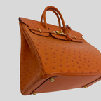 HAC 32 Orange Ostrich Leather Gold Hardware