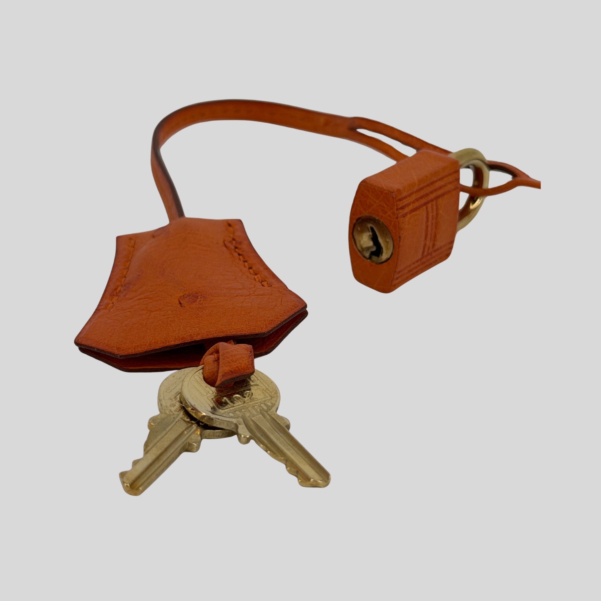 HAC 32 Orange Ostrich Leather Gold Hardware