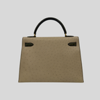 Hermès Rare Kelly 32 Vert Olive and Parchemin Ostrich Leather Gold Hardware | Randolph Goods