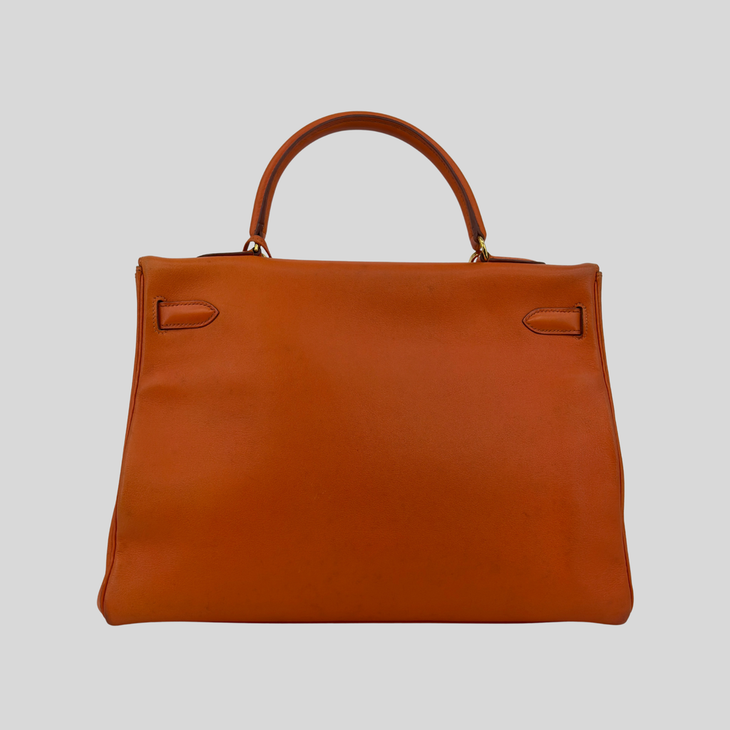 Hermès Kelly 35 Orange Gulliver Leather Gold Hardware | Randolph Goods
