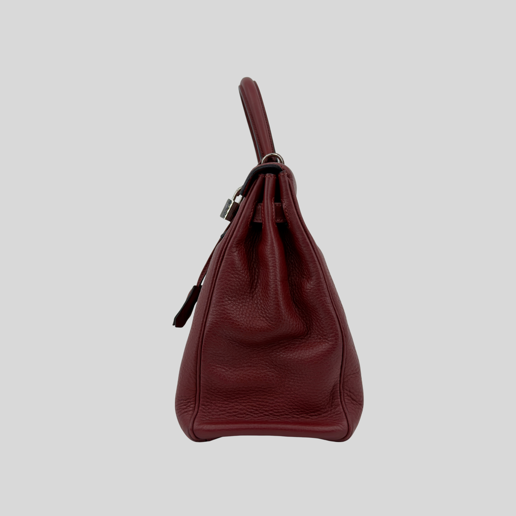 Hermès Kelly 35 Rouge H Clemence Leather Palladium Hardware (2011 O) | Randolph Goods