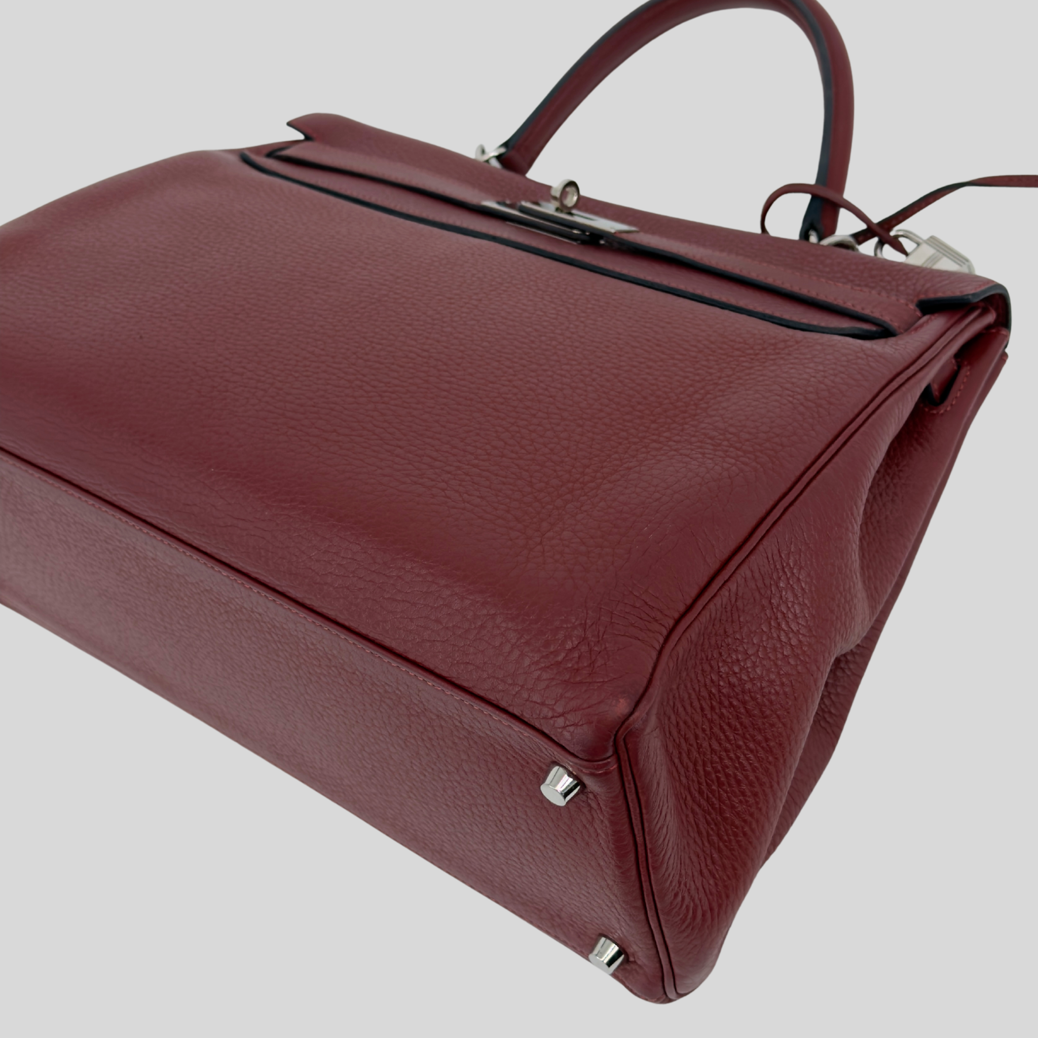 Hermès Kelly 35 Rouge H Clemence Leather Palladium Hardware (2011 O) | Randolph Goods