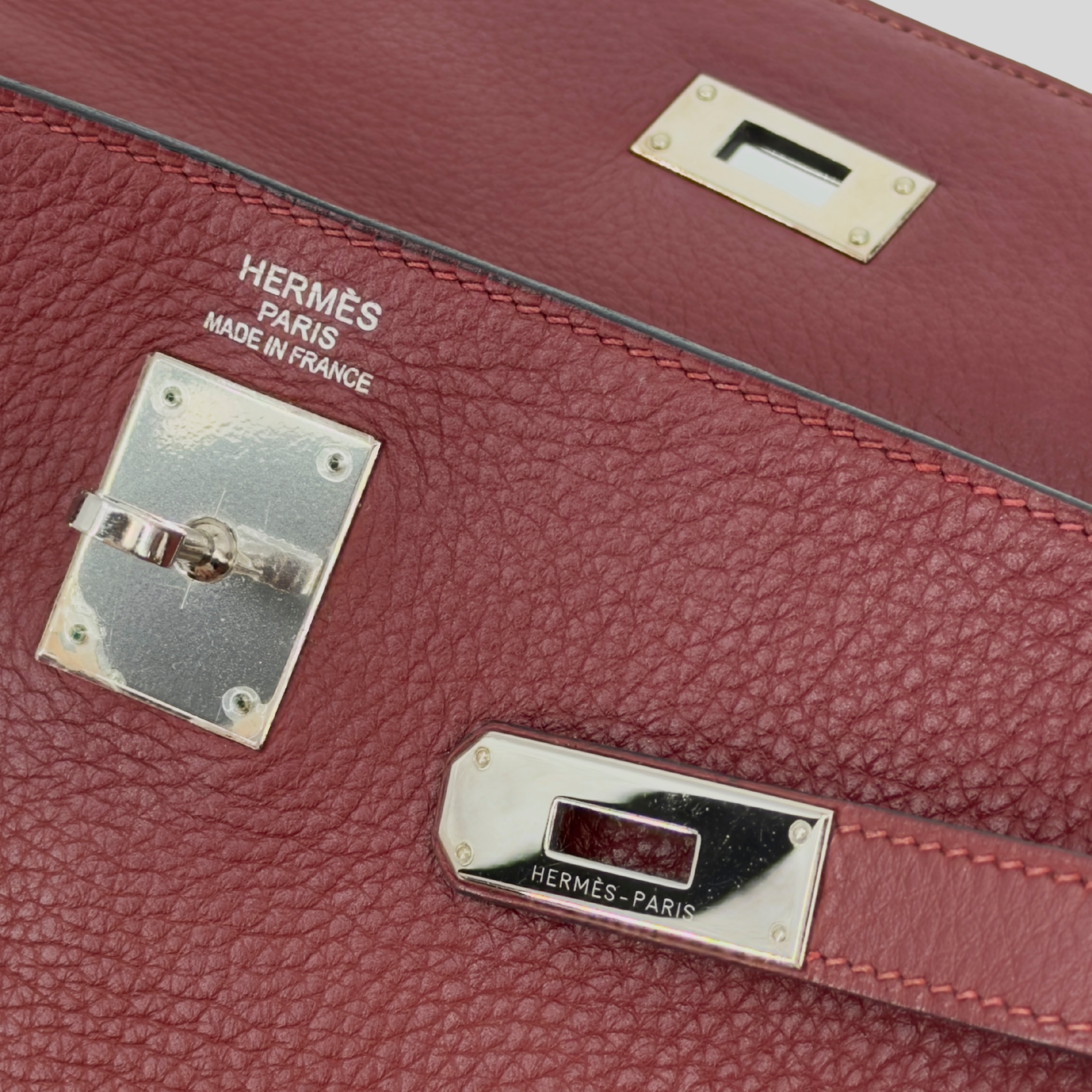 Hermès Kelly 35 Rouge H Clemence Leather Palladium Hardware (2011 O) | Randolph Goods