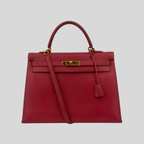 Hermès Kelly 35 Sellier Rouge Vif Courchevel Leather Gold Hardware | Randolph Goods