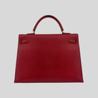 Hermès Kelly 35 Sellier Rouge Vif Courchevel Leather Gold Hardware | Randolph Goods