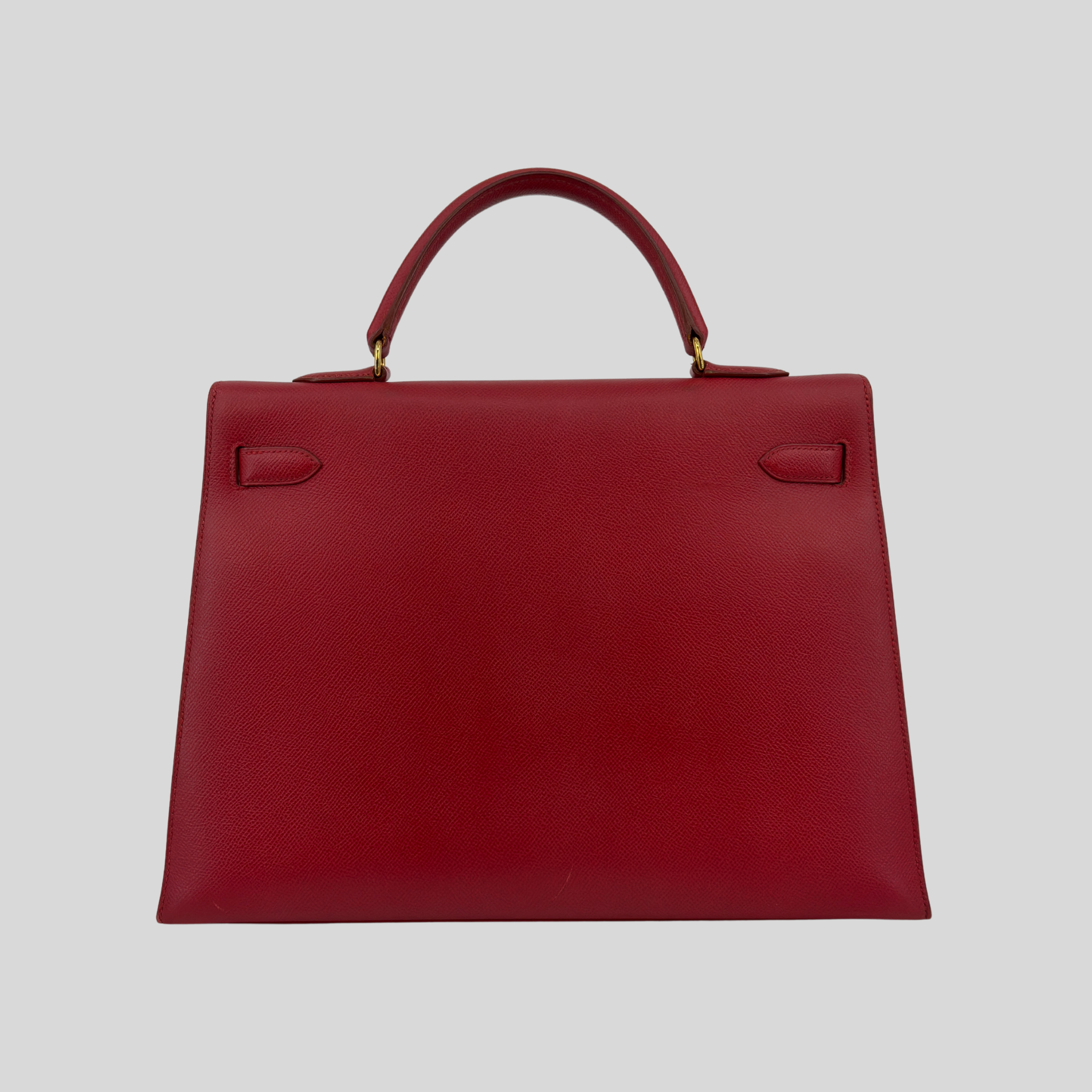 Hermès Kelly 35 Sellier Rouge Vif Courchevel Leather Gold Hardware | Randolph Goods