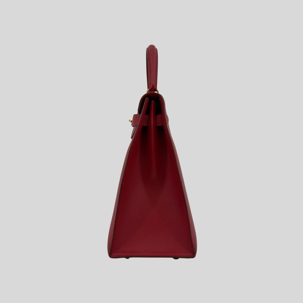 Hermès Kelly 35 Sellier Rouge Vif Courchevel Leather Gold Hardware | Randolph Goods