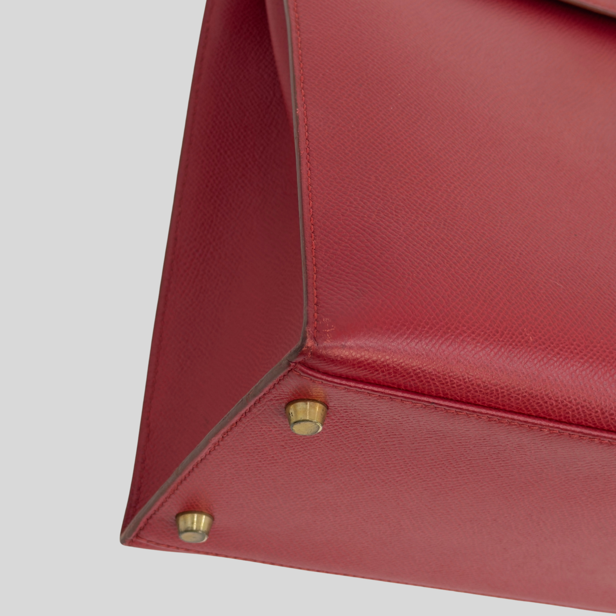 Hermès Kelly 35 Sellier Rouge Vif Courchevel Leather Gold Hardware | Randolph Goods