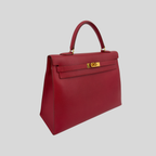 Hermès Kelly 35 Sellier Rouge Vif Courchevel Leather Gold Hardware | Randolph Goods