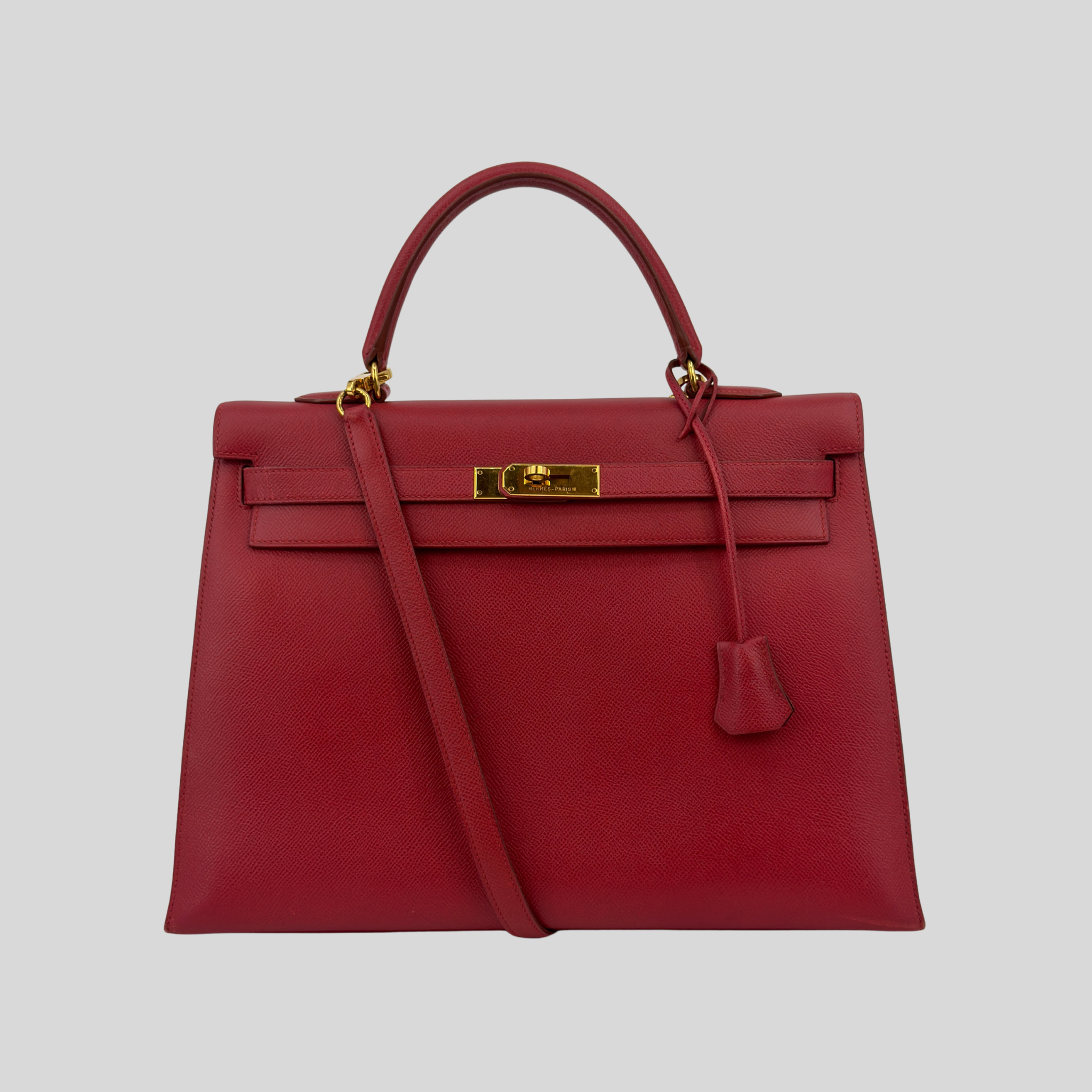 Hermès Kelly 35 Sellier Rouge Vif Courchevel Leather Gold Hardware | Randolph Goods