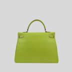 Hermès Kelly 35 Verso Candy Collection Kiwi / Vert Olive Epsom Palladium Hardware