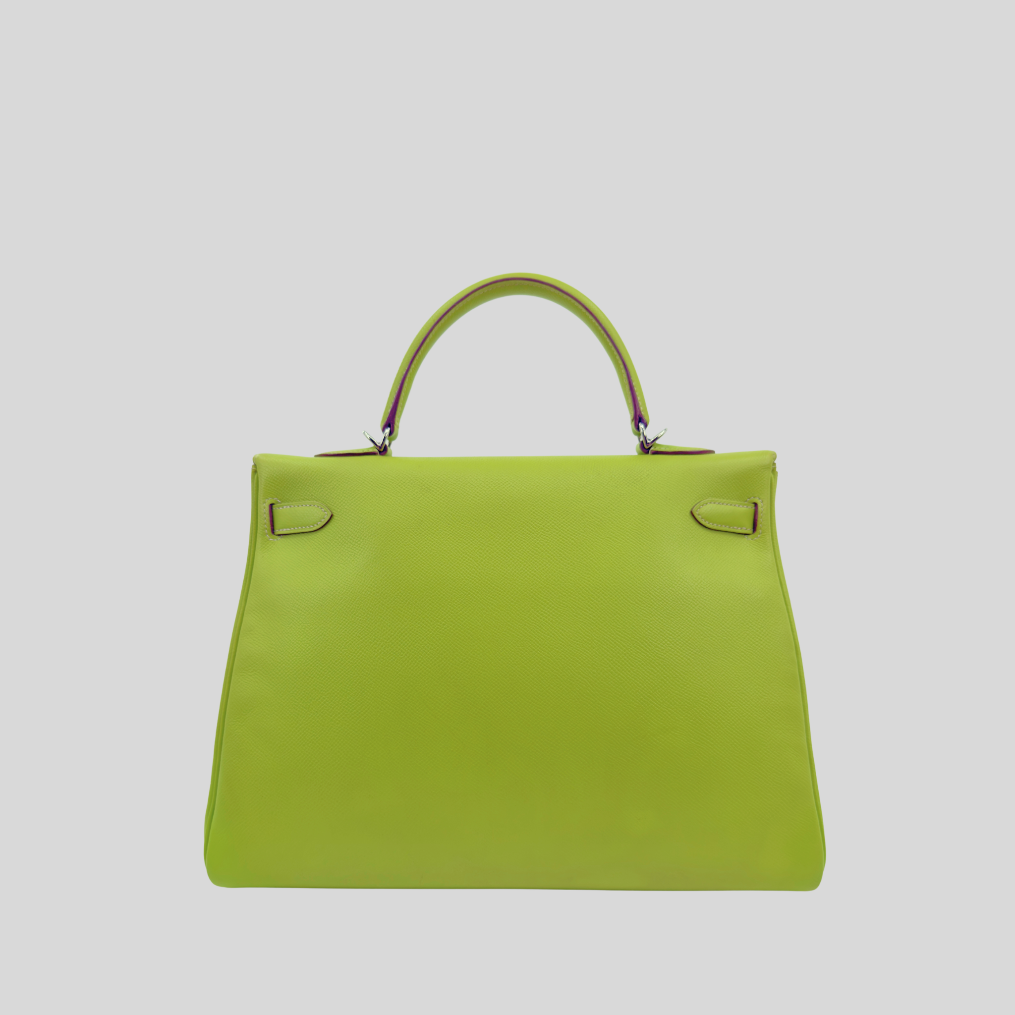 Hermès Kelly 35 Verso Candy Collection Kiwi / Vert Olive Epsom Palladium Hardware