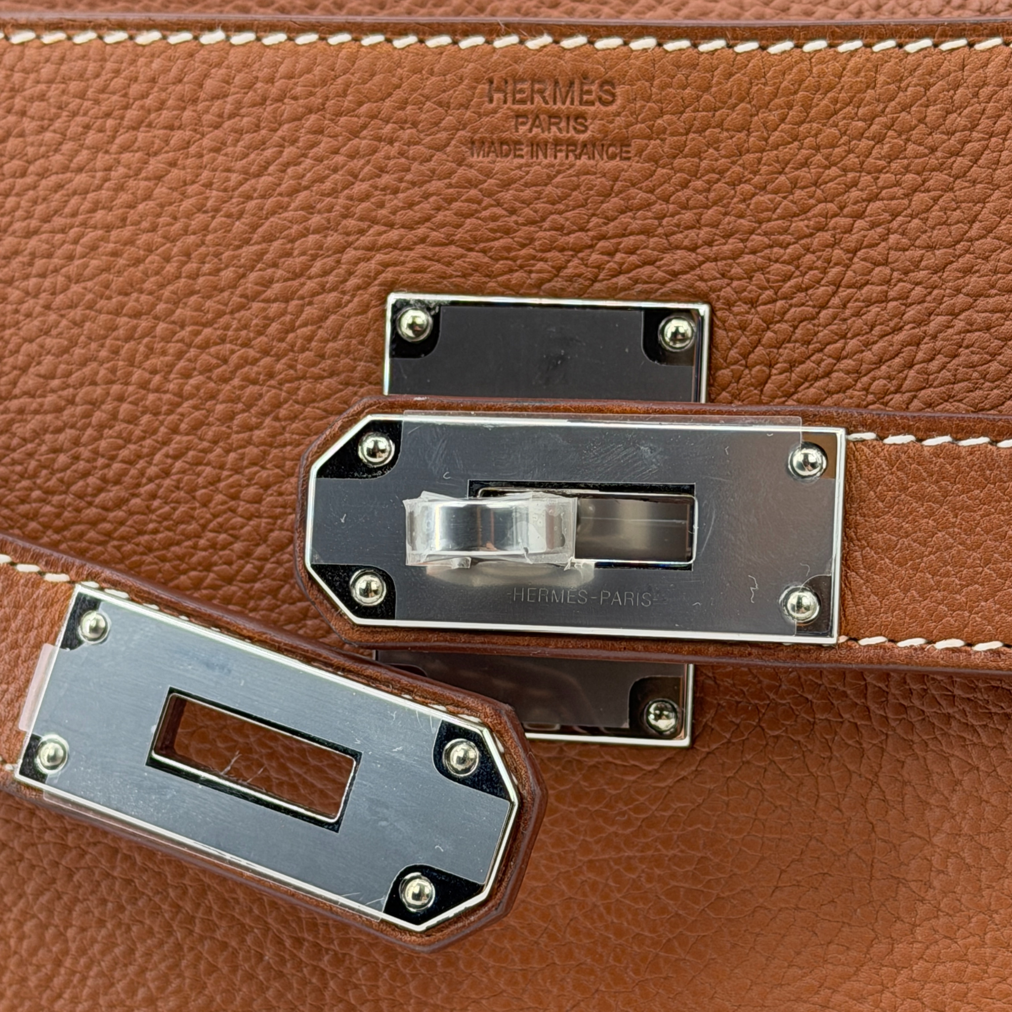 Hermès Messenger PM Fauve Barenia Faubourg Leather Palladium Hardware | Randolph Goods