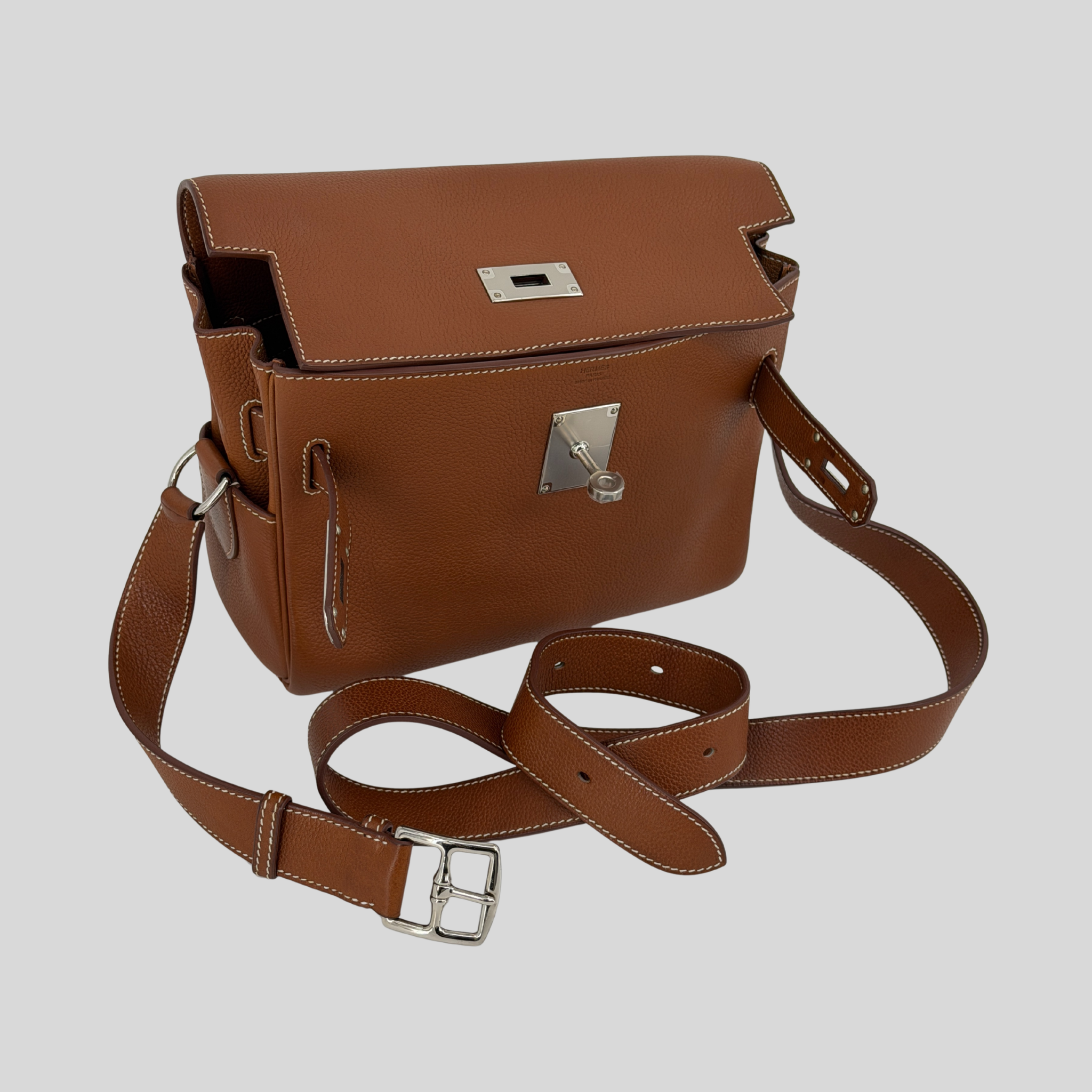 Hermès Messenger PM Fauve Barenia Faubourg Leather Palladium Hardware | Randolph Goods