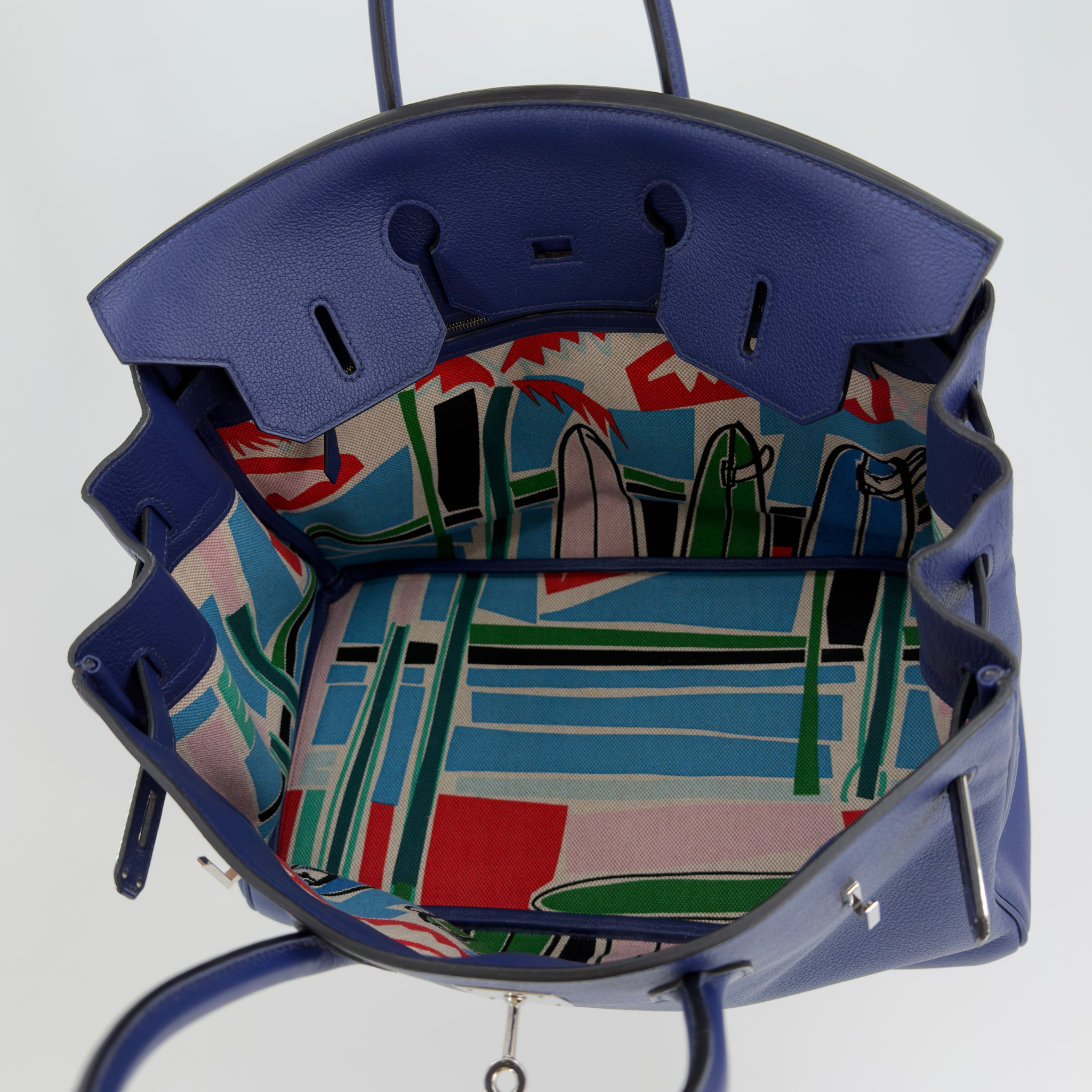 Hermès Limited Edition Birkin 35 "Sea, Surf and Fun" Bleu Saphir Novillo Palladium Hardware