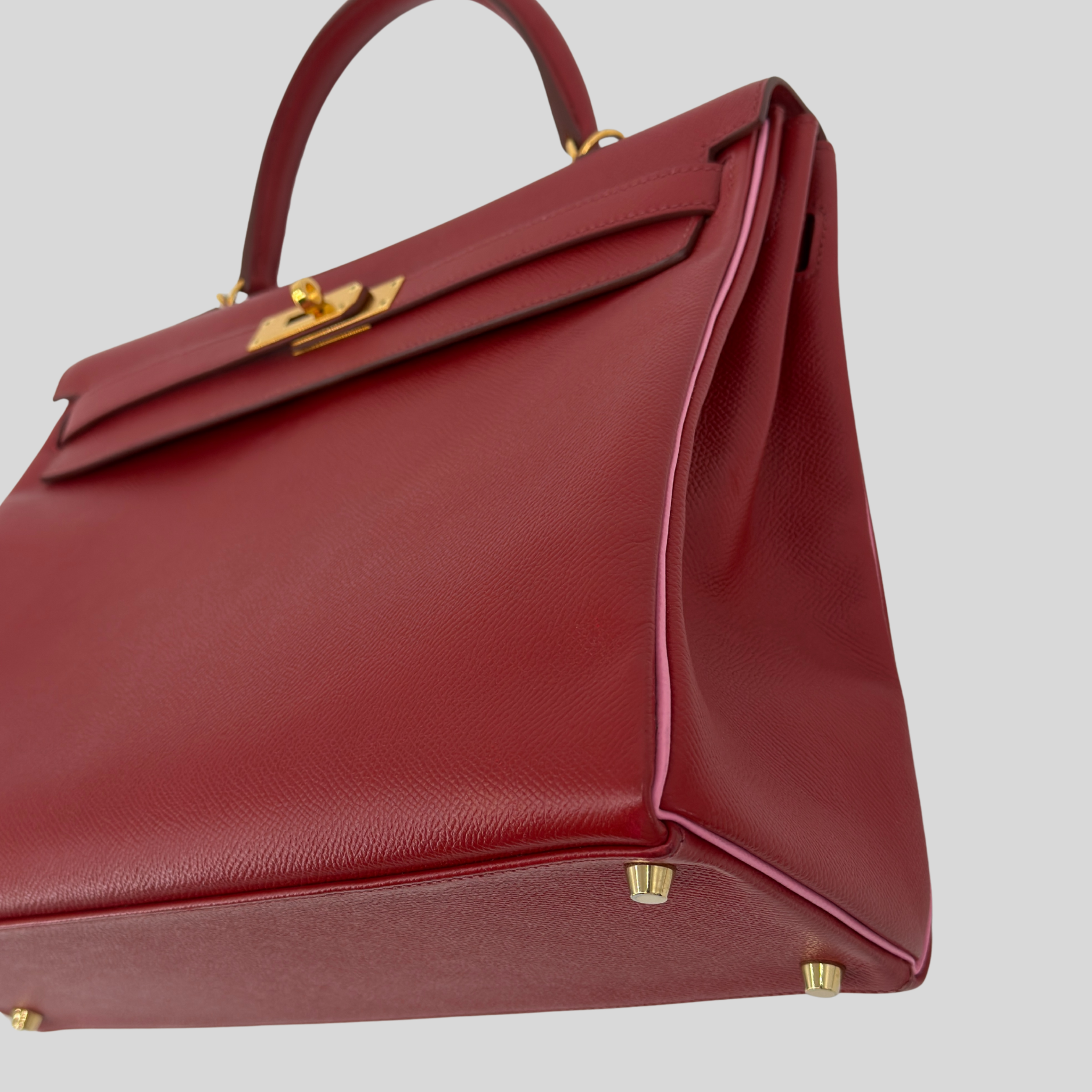 Hermès Kelly 35 HSS Rouge Garance / Bubblegum Epsom Leather Gold Hardware