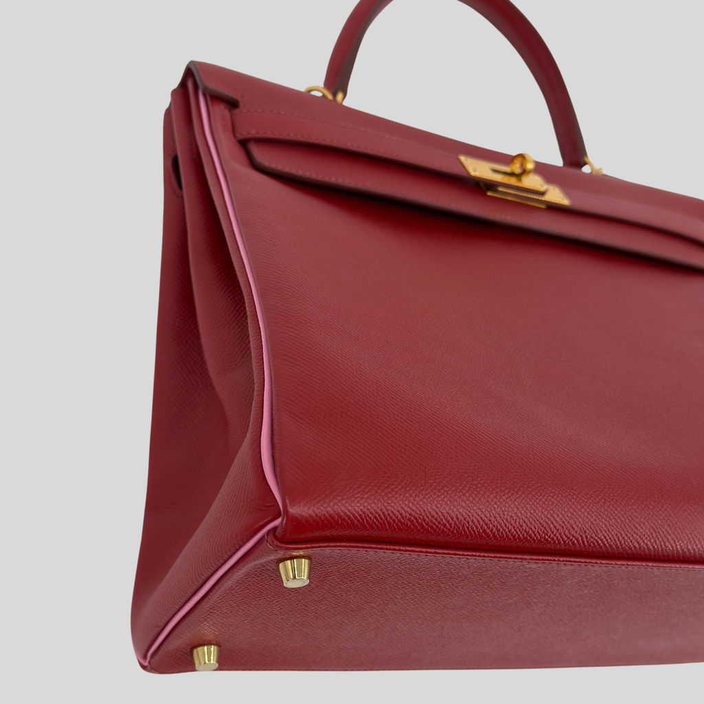 Hermès Kelly 35 HSS Rouge Garance / Bubblegum Epsom Leather Gold Hardware