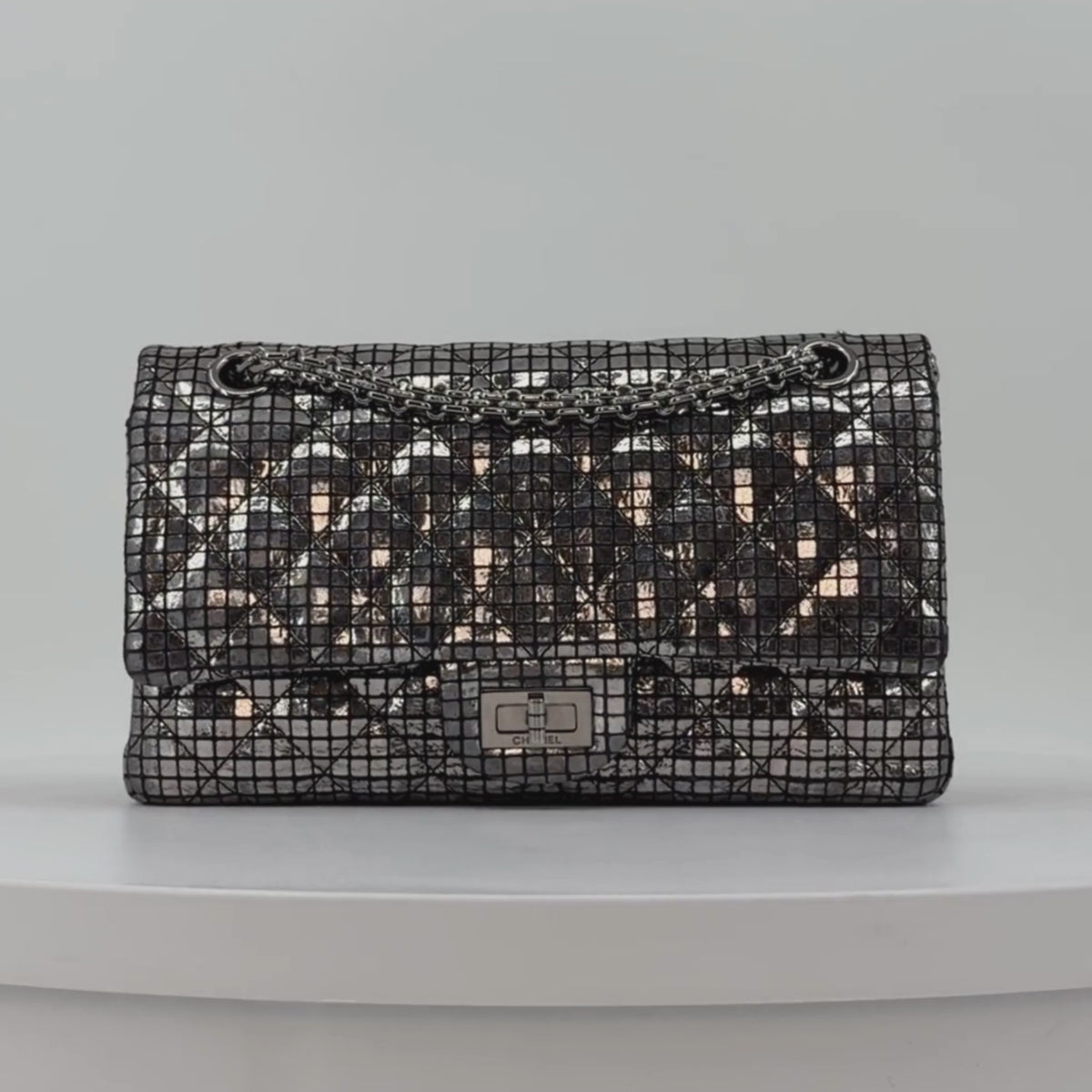 CHANEL Reissue Double Flap Small Silver Mosaic Mirror Pattern