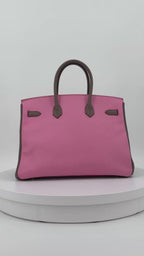Hermès Birkin 35 HSS Tricolor Bubblegum, Rouge Casaque, Etain Epsom Gold Hardware
