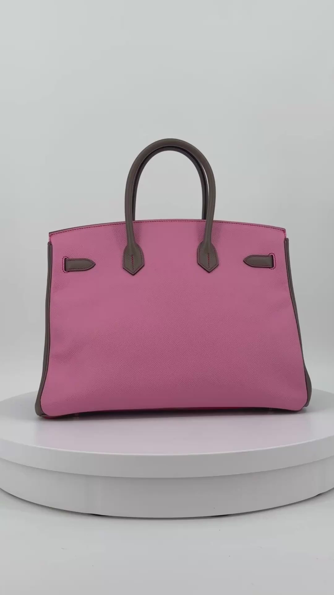 Hermès Birkin 35 HSS Tricolor Bubblegum, Rouge Casaque, Etain Epsom Gold Hardware