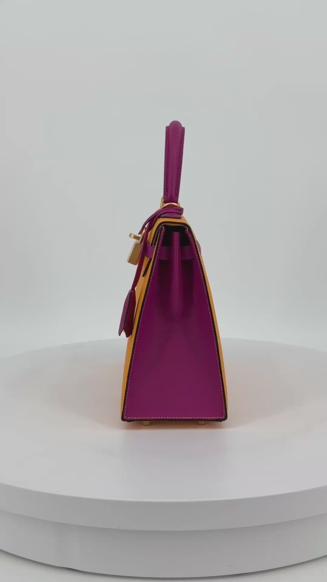 Hermès Birkin 25 HSS Jaune Ambre / Rose Pourpre Epsom Brushed Gold Hardware
