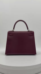 Hermès Rare Limited Edition Kelly 28 Kellygraphie “Lettre M” Rouge H/Vermillion/Rouge Grenat/Rose Tyrien Palladium Hardware